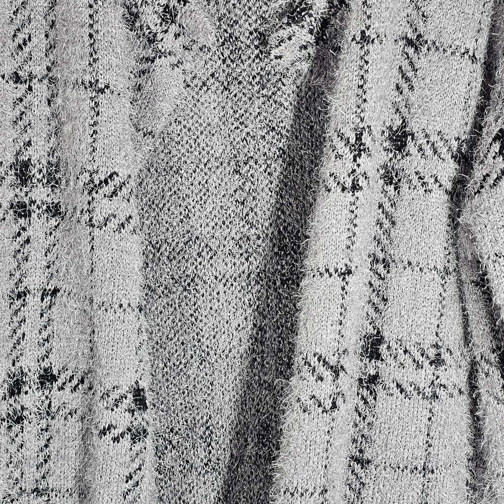 Lily Morgan Dark Grey Plaid Open Front Long Sweater Cardigan Size 2X - Picture 7 of 9